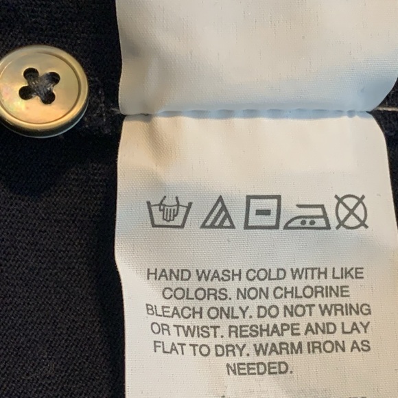 J. Crew Cotton Small Navy Tuxedo Shirt Round Neck Long Sleeves Cuffs. Poly. Trim - Picture 8 of 9